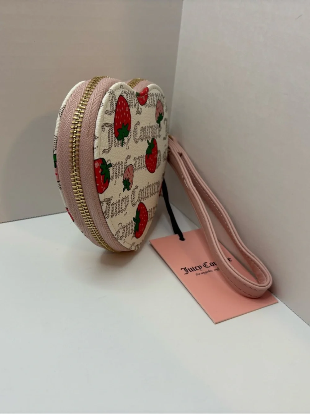Juicy Couture Heart Strawberry Wristlet  zip around - Pink, Red, - Picture 3 of 4